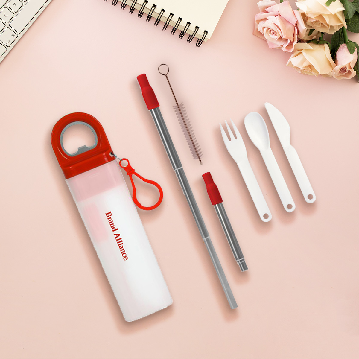 3 in 1 Reusable Straw and Cutlery Set